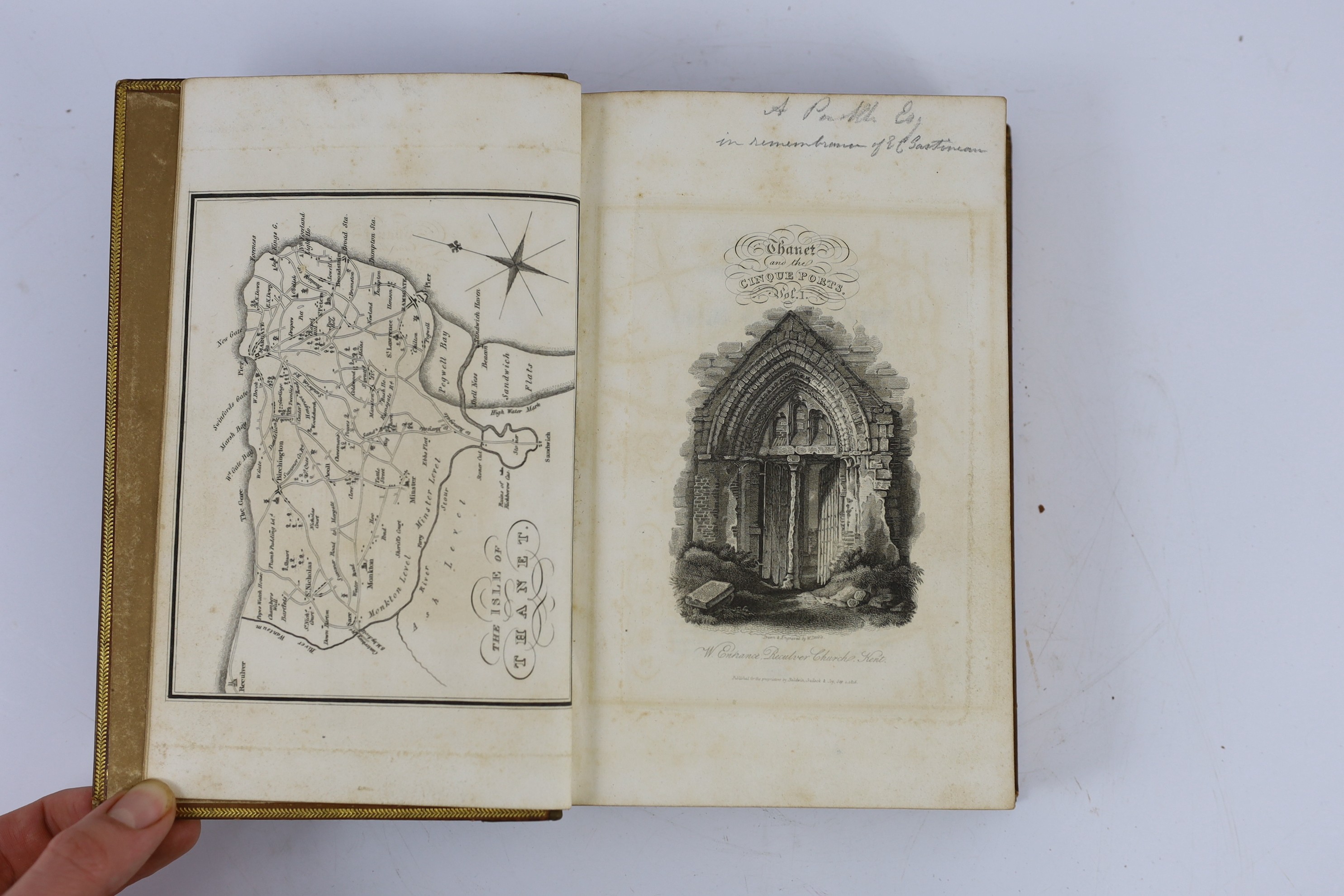 KENT: Brayley, Edward Wedlake - Delineations, Historical and Topographical, of the Isle of Thanet and the Cinque Ports ... 2 vols. (bound as one). pictorial engraved and printed titles, a map and 105 plates